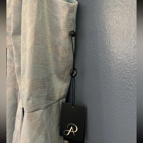 ADRIANNA PAPELL Metallic Jacquard High/Low Dress Blue Size 22W - Picture 8 of 11